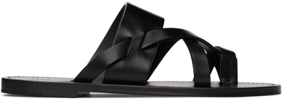 Shop Saint Laurent Black Culver Flat Sandals In 1000 Black