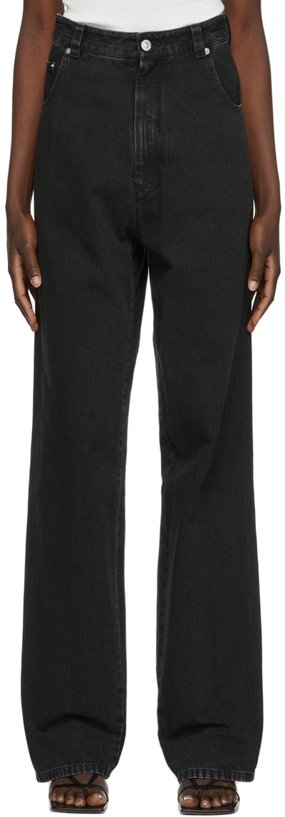 Kwaidan Editions Ssense Exclusive Black Denim Wide-leg Jeans In Black