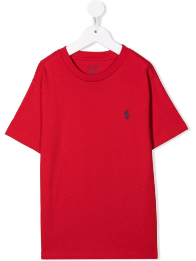 Shop Ralph Lauren Embroidered-logo T-shirt In Red