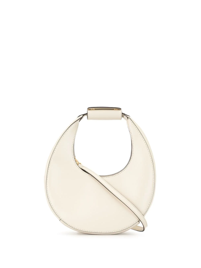 Shop Staud Moon Small Leather Shoulder Bag In White