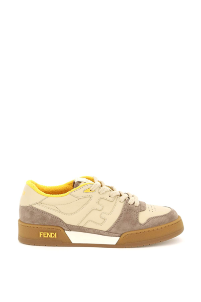 Shop Fendi Match Sneakers In Beige,yellow