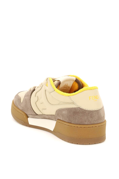 Shop Fendi Match Sneakers In Beige,yellow
