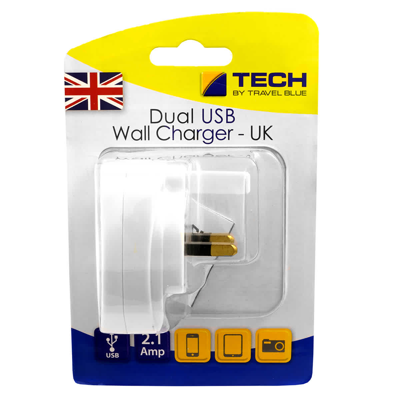 Shop Travel Blue Dual Usb Wall Charger Uk