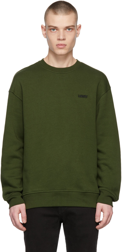Shop Levi's Green Seasonal Crewneck Sweatshirt In Mossy Green