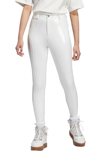 Shop Adidas X Ivy Park Glossy High Waist Pants In Core White