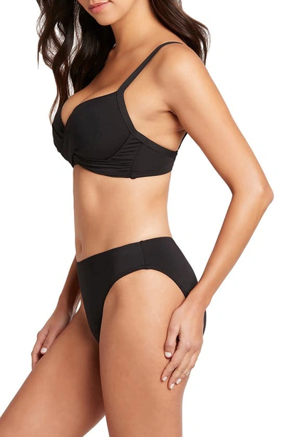 Sea Level Cross Front Molded Underwire Bikini Top In Black