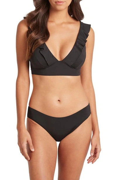 Sea Level High Leg Bikini Bottoms In Black