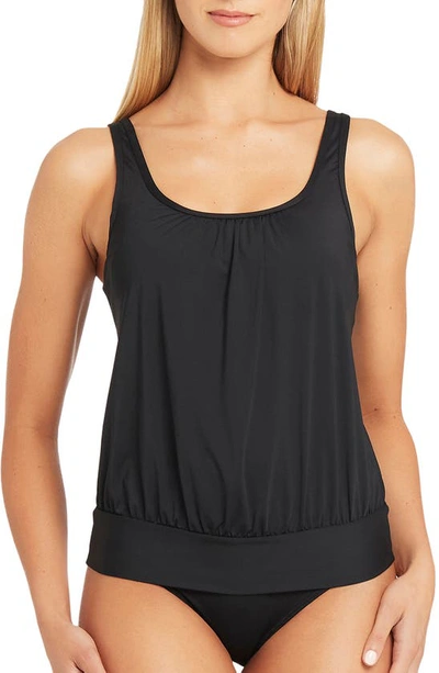 Shop Sea Level Blouson Tankini Top In Black