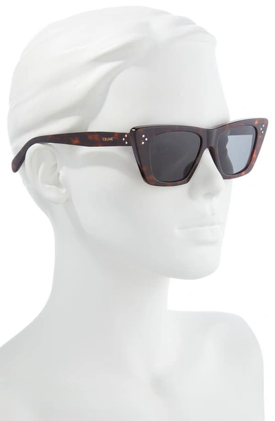 Shop Celine 54mm Cat Eye Sunglasses In Dark Havana / Smoke