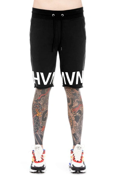Shop Hvman Logo French Terry Sweat Shorts In Black