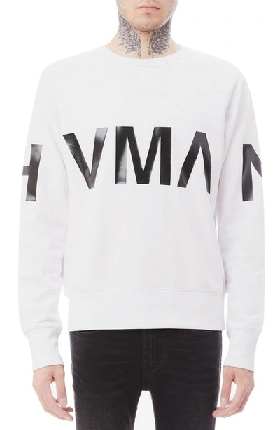 Shop Hvman Regular Fit Logo Crewneck Sweatshirt In White
