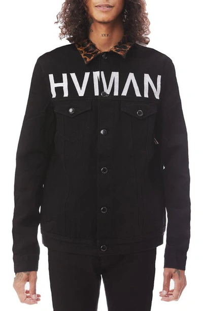 Shop Hvman Mk1 Stripe Denim Trucker Jacket In Black