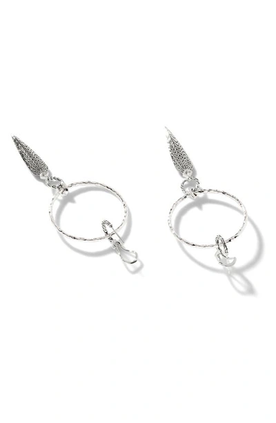 John Hardy Classic Chain Hammered Drop Huggie Hoop Earrings In Silver