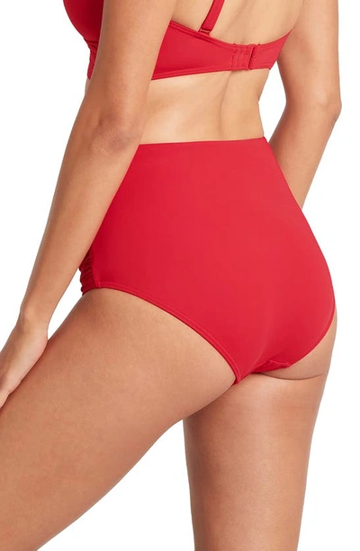 Sea Level High Waist Gathered Side Swim Bottoms In Red