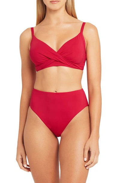 Shop Sea Level Retro High Waist Bikini Bottoms In Red