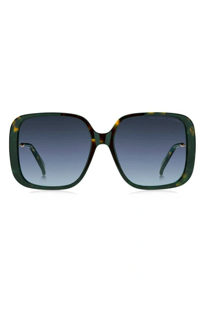 Shop Marc Jacobs 57mm Square Sunglasses In Dark Havana Teal / Greyblue