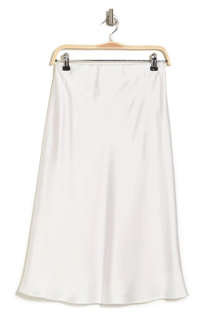 Shop Renee C Solid Satin Midi Skirt In Ivory