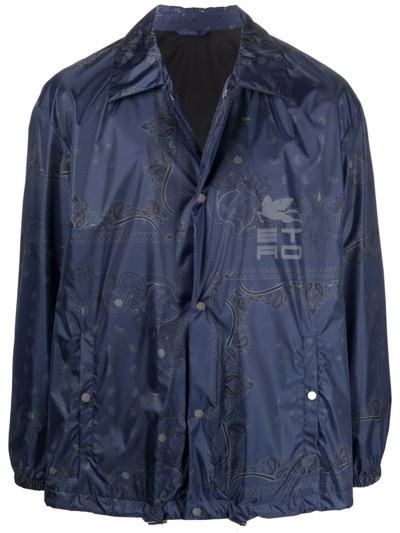 Shop Etro Jacket-shirt With Cashmere Print In Blue