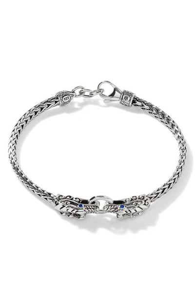 Shop John Hardy Legends Naga Blue Sapphire Station Bracelet In Silver