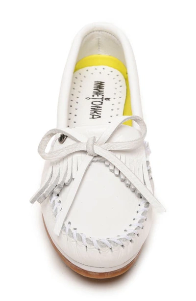 Shop Minnetonka Kilty Plus Driving Shoe In White Leather