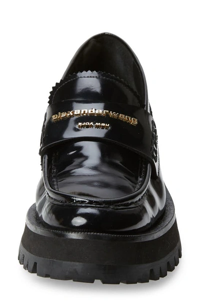 Alexander Wang 45mm Carter Lug Patent Leather Loafers In Black