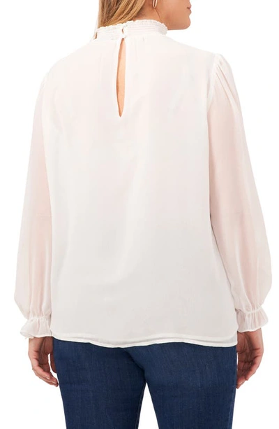 Shop 1.state Smocked Mock Neck Blouse In New Ivory