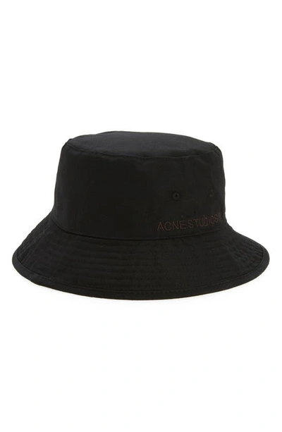 Shop Acne Studios Embroidered Logo Cotton Bucket Hat In Black