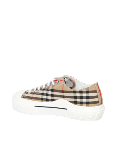 Shop Burberry Sneakers Check Canvas Beige