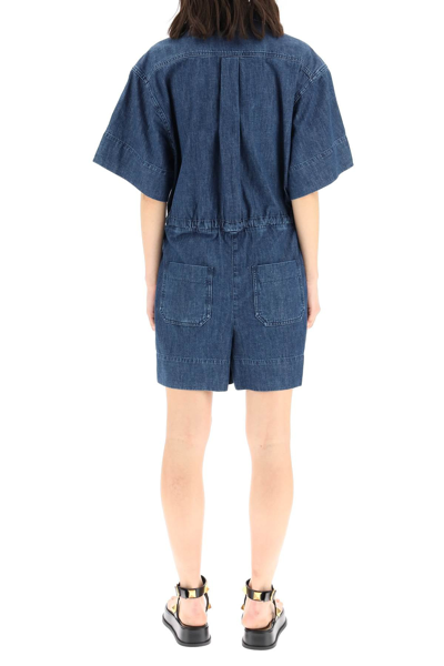 Shop Valentino Short Jumpsuit In Chambray Denim In Blue