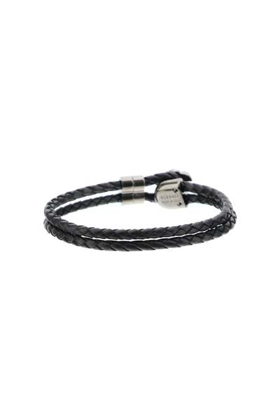 Shop Versace Medusa Leather Bracelet In Black