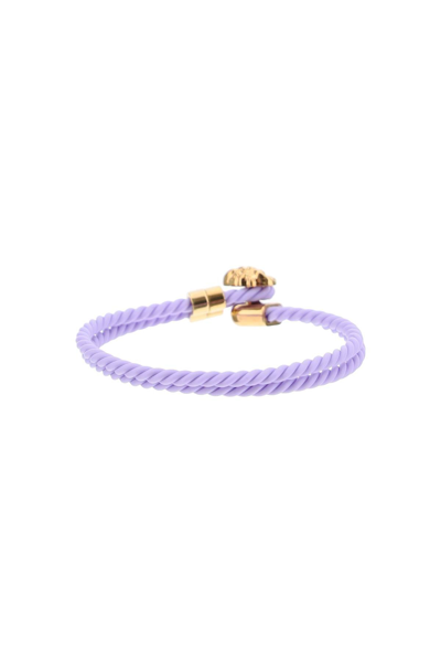 Shop Versace Rubber Medusa Woven Bracelet In Purple