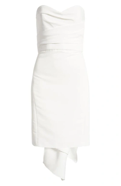 Shop Amsale Strapless Bow Back Faille Dress In Silk White