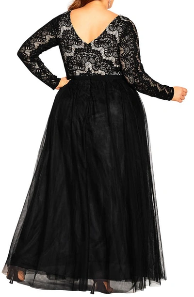 Shop City Chic Rare Beauty Long Sleeve Dress In Black