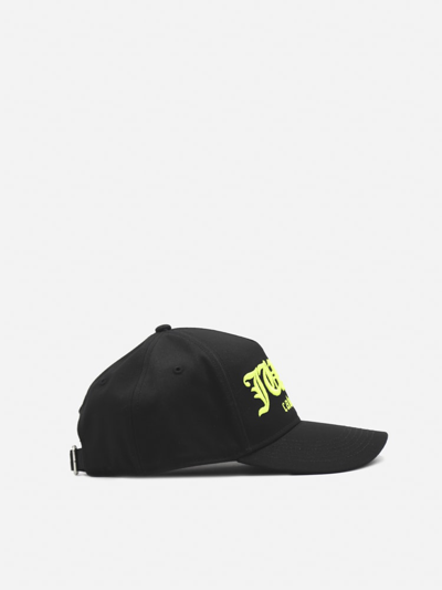 Shop Just Cavalli Cotton Hat With Contrasting Logo Print In Black