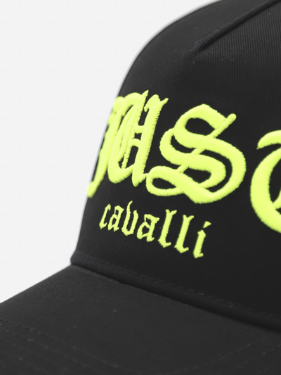 Shop Just Cavalli Cotton Hat With Contrasting Logo Print In Black