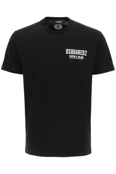 Shop Dsquared2 Ceresio 9 Logo Print Polo Shirt In Black