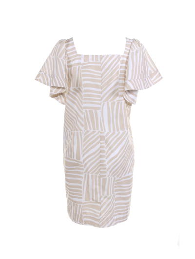 Shop Barba Napoli Dress With Butterfly Sleeve In Beige