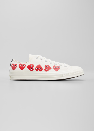 Shop Comme Des Garçons X Converse Men's Multi Heart Low-top Sneakers In Off White