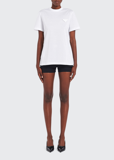 Shop Prada Lace-up Back Jersey T-shirt In F0009 Bianco