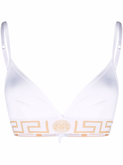Versace Greca-border Stretch-cotton Jersey Bra In White