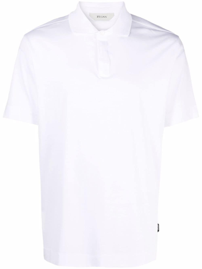 Shop Z Zegna Men's White Cotton Polo Shirt