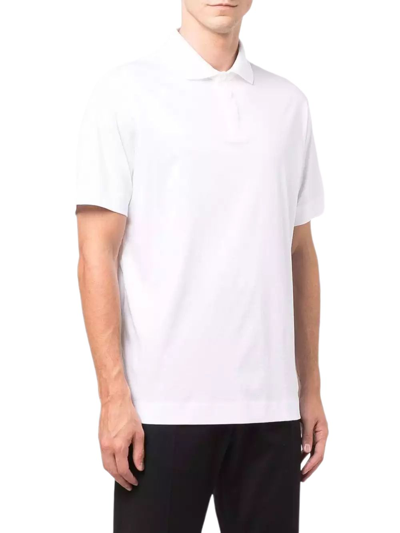 Shop Z Zegna Men's White Cotton Polo Shirt