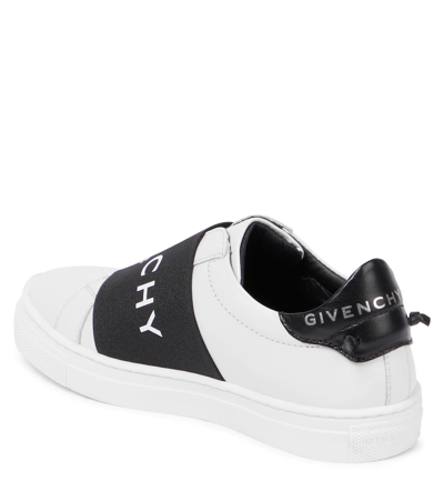 Shop Givenchy Logo Strap Leather Sneakers In White