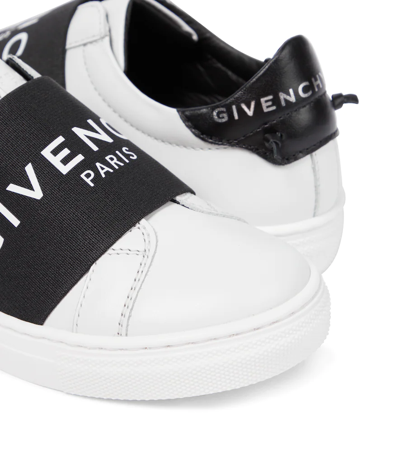 Shop Givenchy Logo Strap Leather Sneakers In White