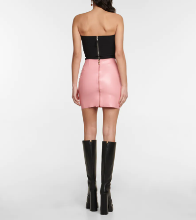 Shop Versace Latex Miniskirt In Rosa