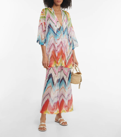 Shop Missoni Zig-zag Printed Wide-leg Beach Pants In Chevron Multicolor