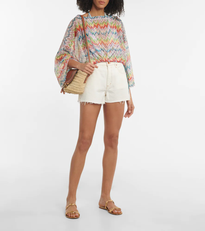 Missoni Zig-zag Printed Drawstring Beach Top In Chevron Multicolor