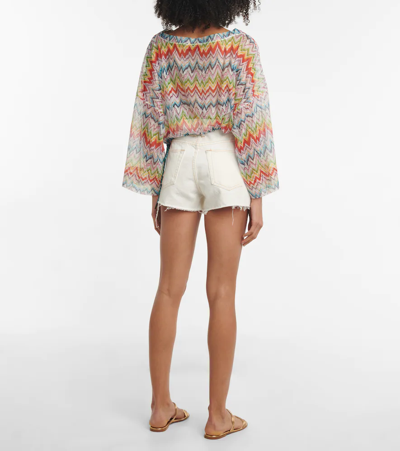 Missoni Zig-zag Printed Drawstring Beach Top In Chevron Multicolor
