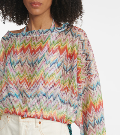 Missoni Zig-zag Printed Drawstring Beach Top In Chevron Multicolor