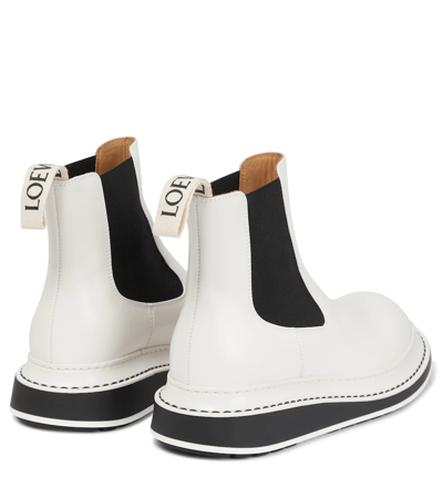 Shop Loewe Leather Chelsea Boots In Soft White